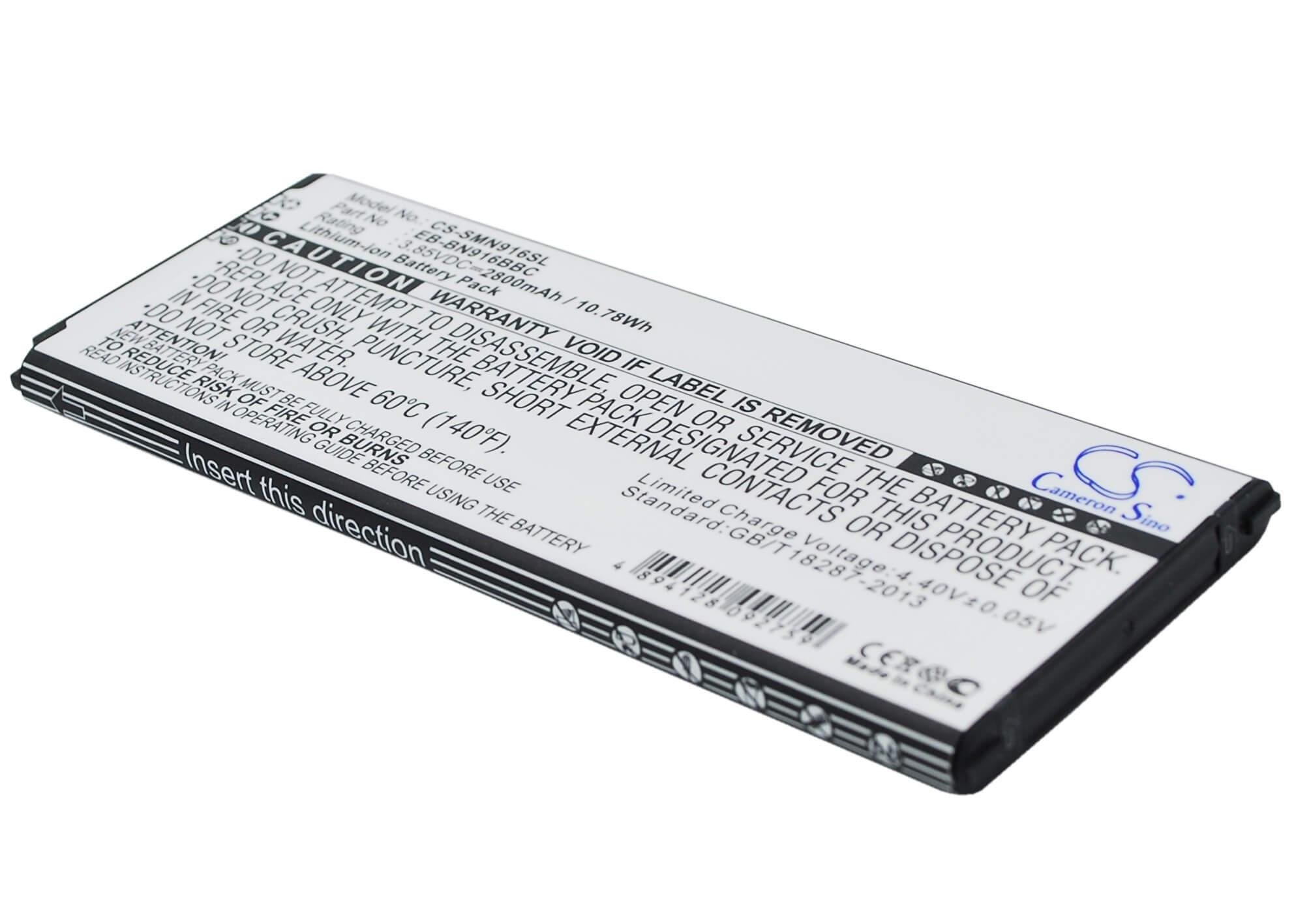 3.85V, 2800mAh, Li-ion Battery fits Samsung, Galaxy Note 4 ( China Mobile ), Sm-n9100, 10.78Wh