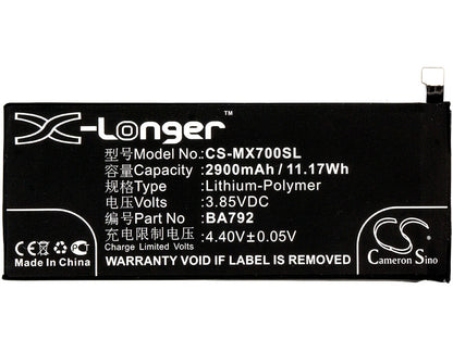 3.85V, 2900mAh, Li-Polymer Battery fits Meizu, M792c, M792q, 11.165Wh