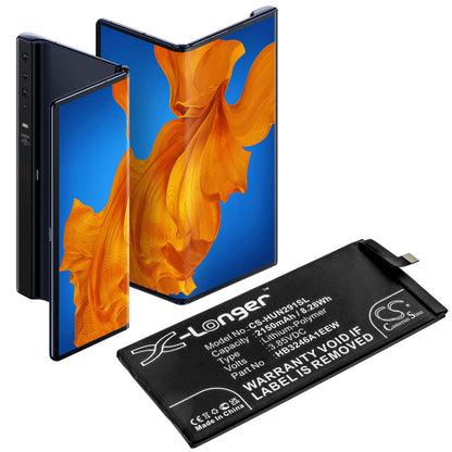 3.85V, 2150mAh, Li-Polymer Battery fits Huawei, Mate Xs, Tah-an00m, 8.2775Wh