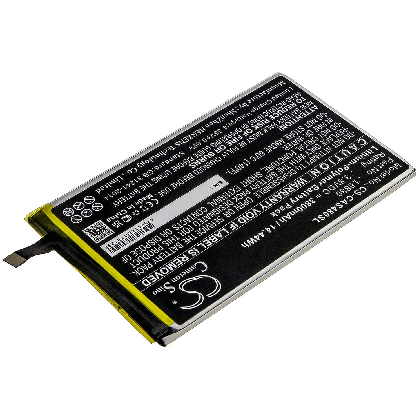 3.8V, 3800mAh, Li-Polymer Battery fits Caterpillar, Cat S48c, 14.44Wh