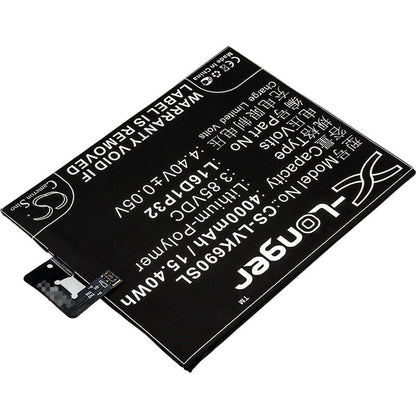 3.85V, 4000mAh, Li-Polymer Battery fits Lenovo, Pb2-670n, Pb2-690n, 15.4Wh