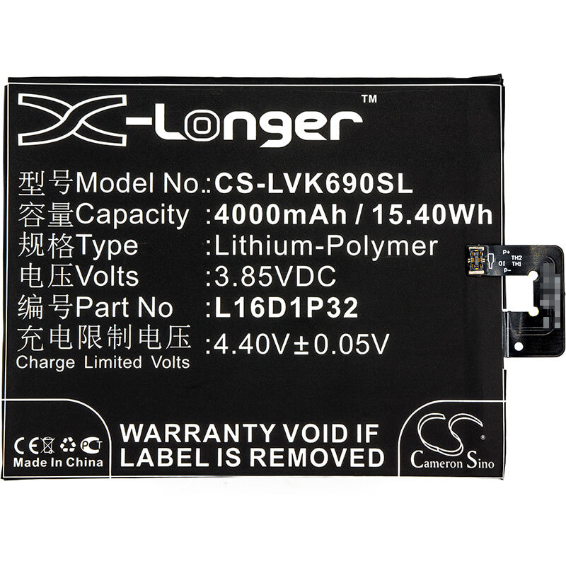 3.85V, 4000mAh, Li-Polymer Battery fits Lenovo, Pb2-670n, Pb2-690n, 15.4Wh