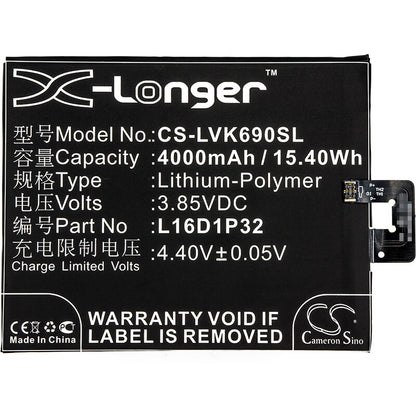 3.85V, 4000mAh, Li-Polymer Battery fits Lenovo, Pb2-670n, Pb2-690n, 15.4Wh