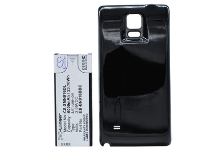Black, 3.85V, 6000mAh, Li-ion Battery fits Samsung, Galaxy Note 4 ( China Mobile ), Sm-n9100, 23.1Wh