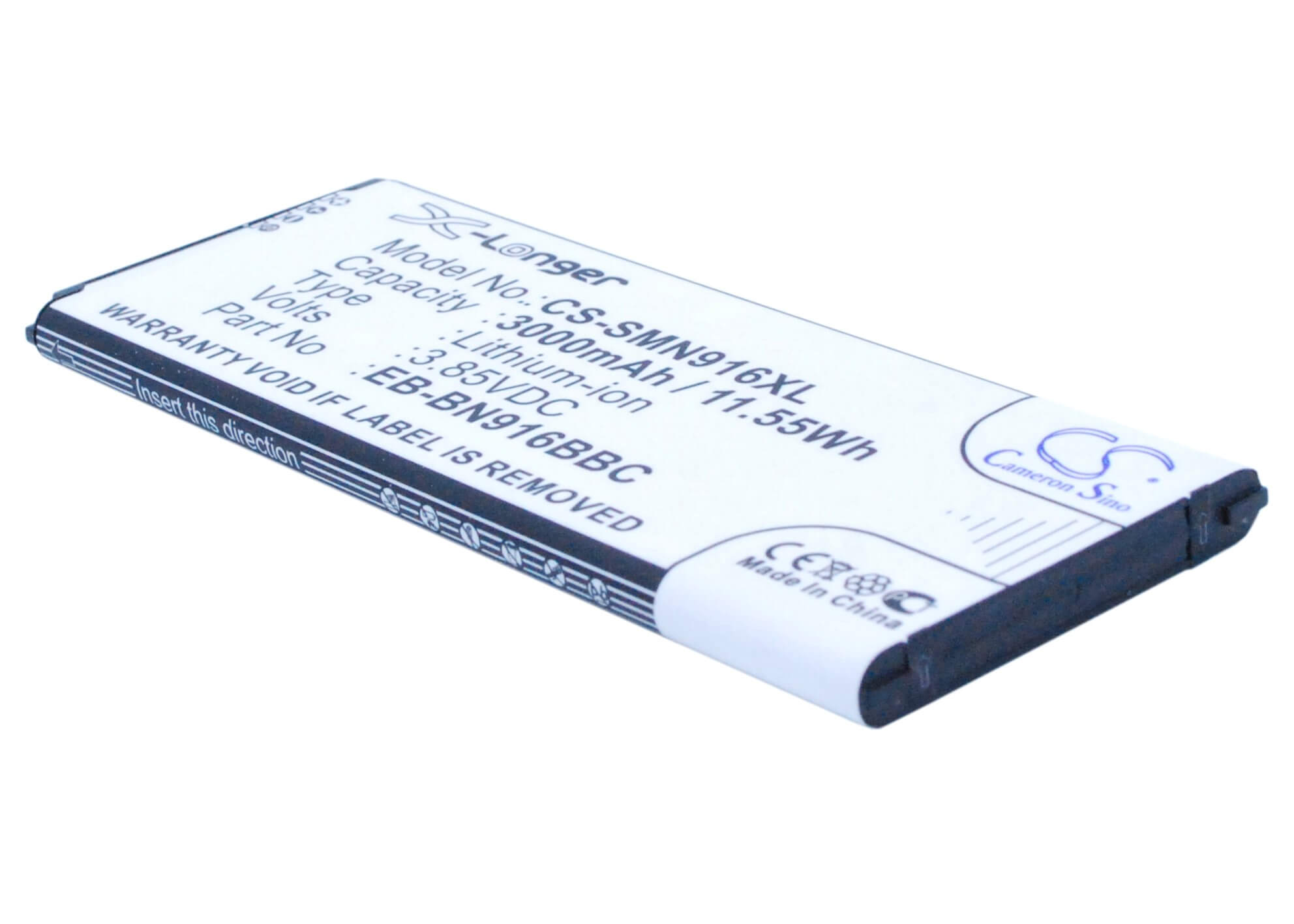 CS-SMN916XL, Mobile, Smartphone 3.85V, 3000mAh, Li-ion Battery fits Samsung, Galaxy Note 4 ( China Mobile ), Sm-n9100, 11.55Wh