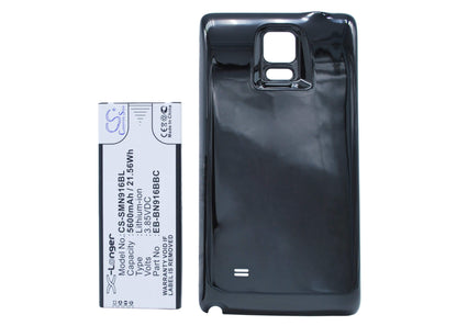 Black, 3.85V, 5600mAh, Li-ion Battery fits Samsung, Galaxy Note 4 ( China Mobile ), Sm-n9100, 21.56Wh