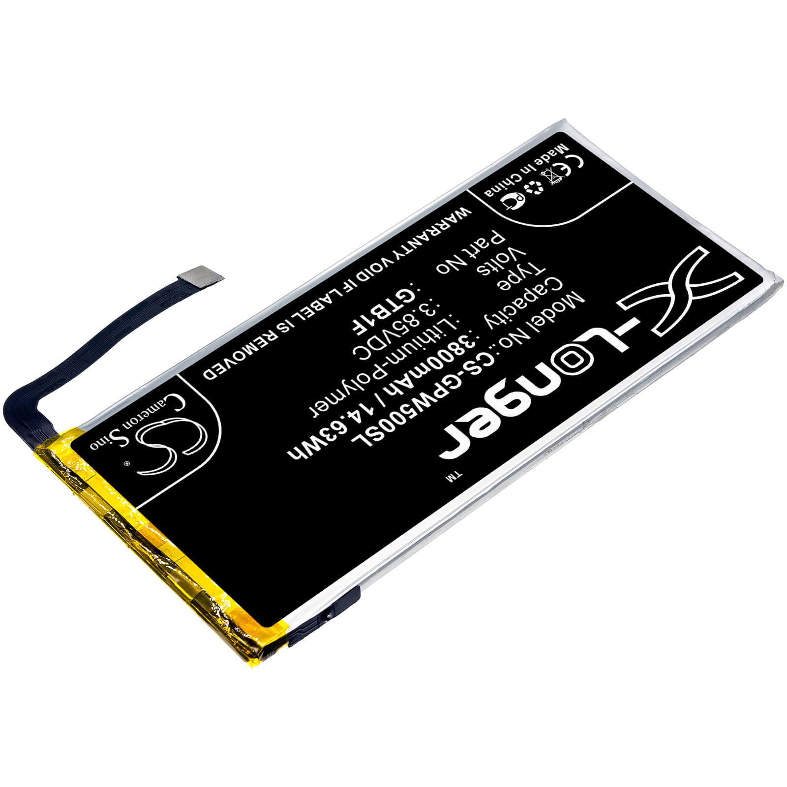 3.85V, 3800mAh, Li-Polymer Battery fits Google, Pixel 5, 14.63Wh