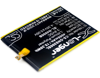 3.8V, 4000mAh, Li-Polymer Battery fits Gionee, Gn5005, Gn5005 Steel 2 Dual Sim, 15.2Wh