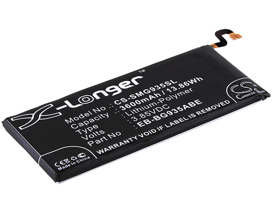3.85V, 3600mAh, Li-Polymer Battery fits Samsung, Galaxy S7 Edge, Galaxy S7 Edge Xlte, 13.86Wh