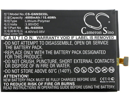 3.85V, 4000mAh, Li-Polymer Battery fits Gionee, Gn5003, Gn5003s, 15.4Wh