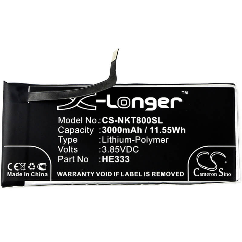 3.85V, 3000mAh, Li-Polymer Battery fits Nokia, 8 Sirocco, 8 Sirocco Global Dual Sim, 11.55Wh