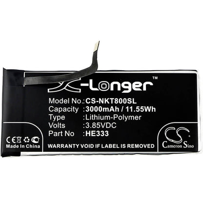 3.85V, 3000mAh, Li-Polymer Battery fits Nokia, 8 Sirocco, 8 Sirocco Global Dual Sim, 11.55Wh