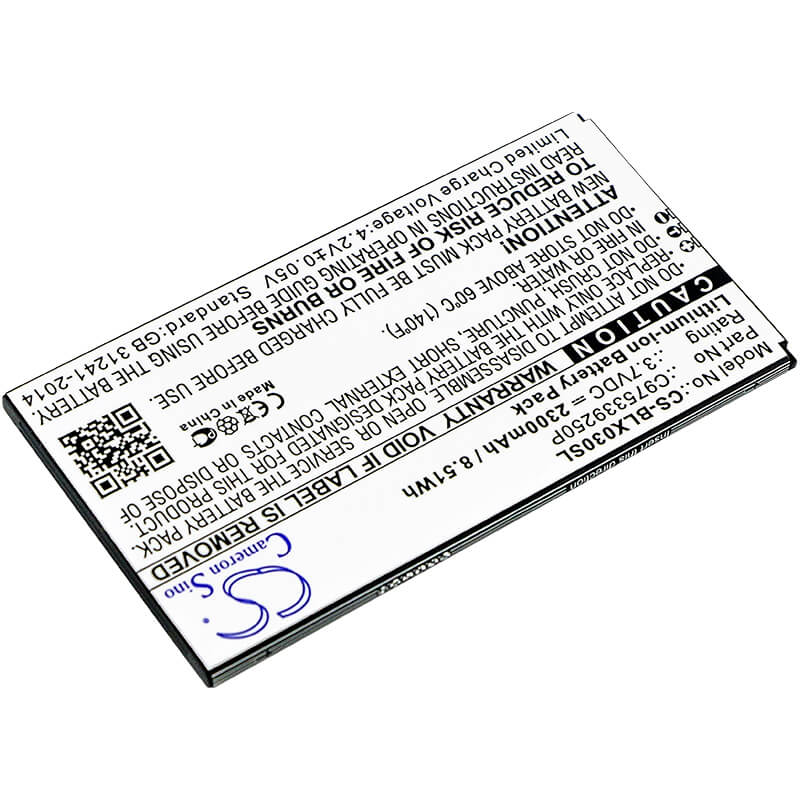 3.7V, 2300mAh, Li-ion Battery fits Blu, D0030uu, Dash X Plus Lte, 8.51Wh