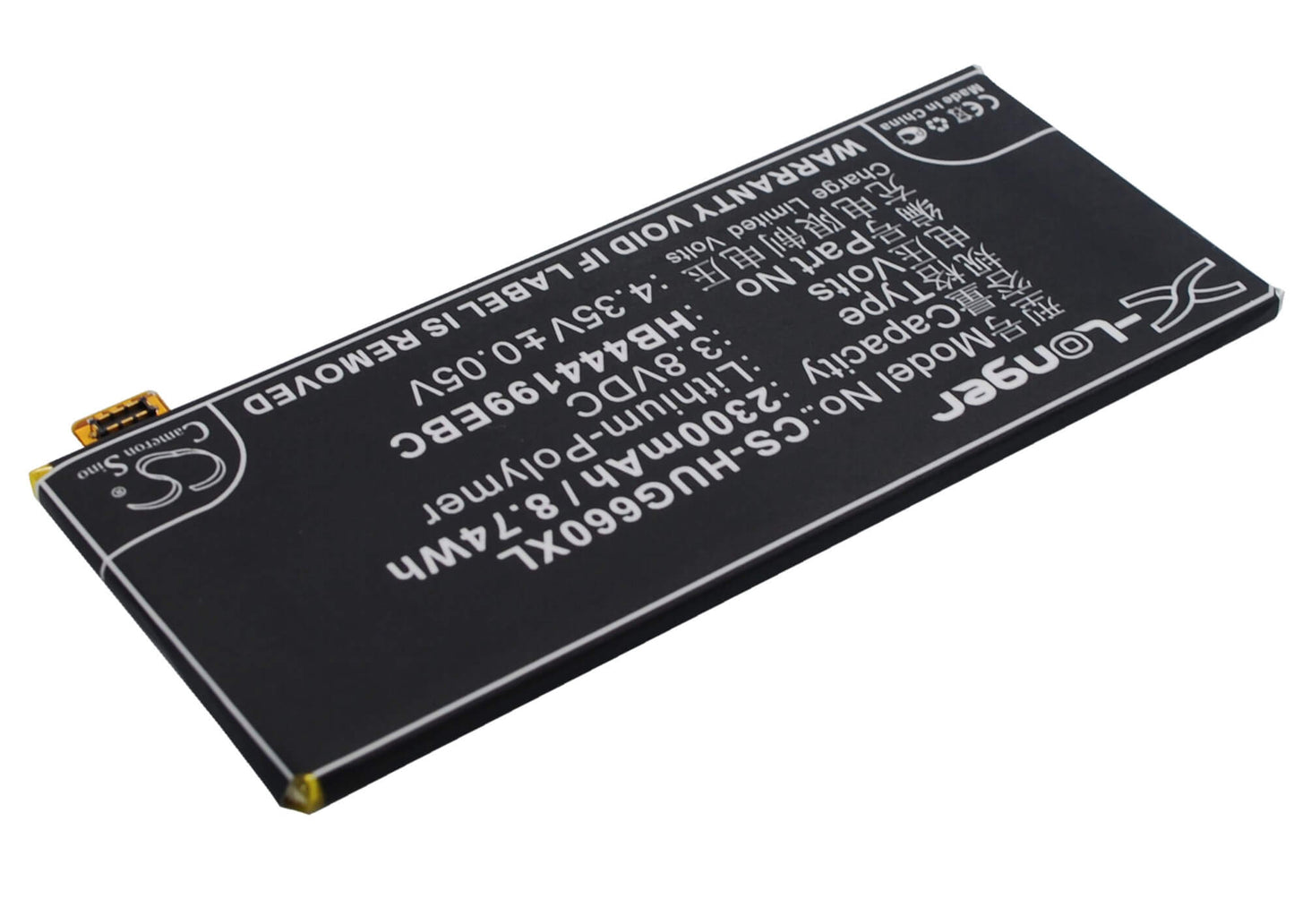 3.8V, 2300mAh, Li-Polymer Battery fits Huawei, Ascend G660, Ascend G660-l075, 8.74Wh