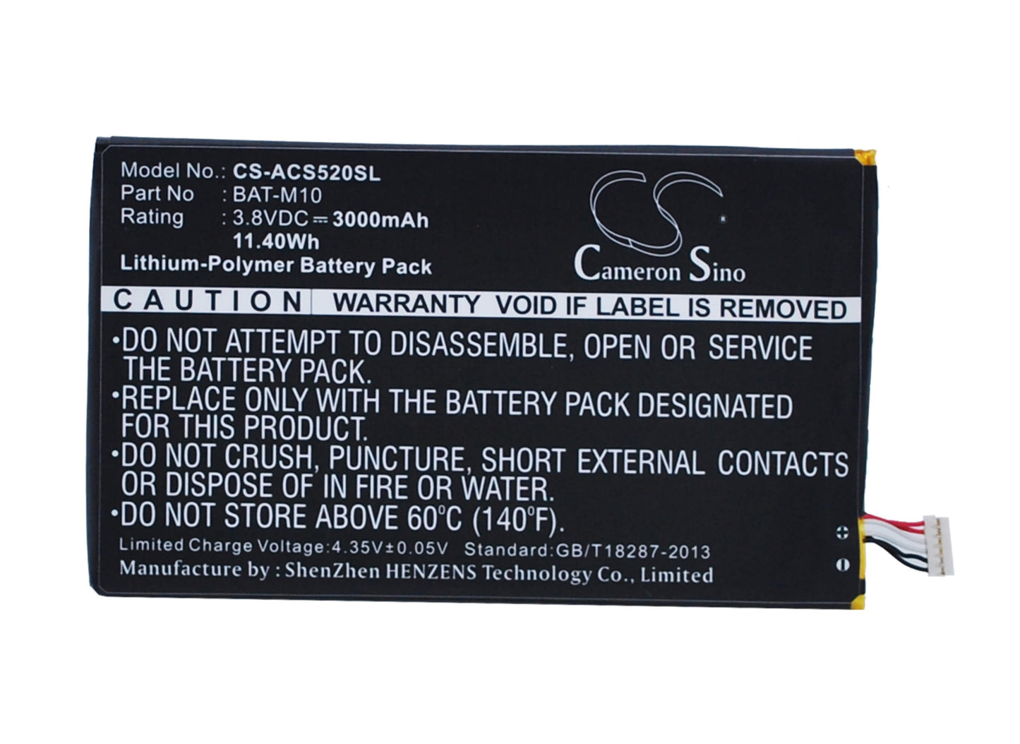 3.8V, 3000mAh, Li-Polymer Battery fits Acer, Liquid Jade S2, Liquid S2, 11.4Wh