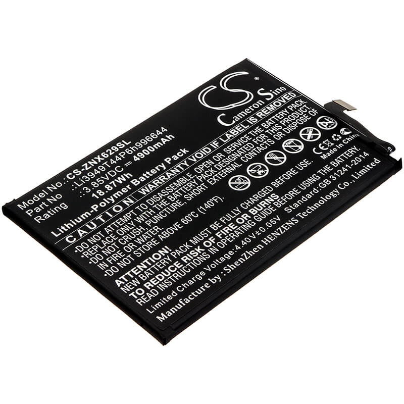 3.85V, 4900mAh, Li-Polymer Battery fits Nubia, Nx629j, Red Magic 3s, 18.865Wh