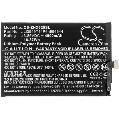 3.85V, 4900mAh, Li-Polymer Battery fits Nubia, Nx629j, Red Magic 3s, 18.865Wh