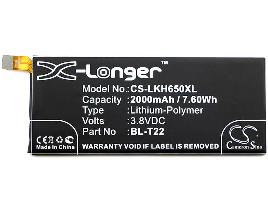 3.8V, 2000mAh, Li-Polymer Battery fits Lg, Class, Class 4g, 7.6Wh