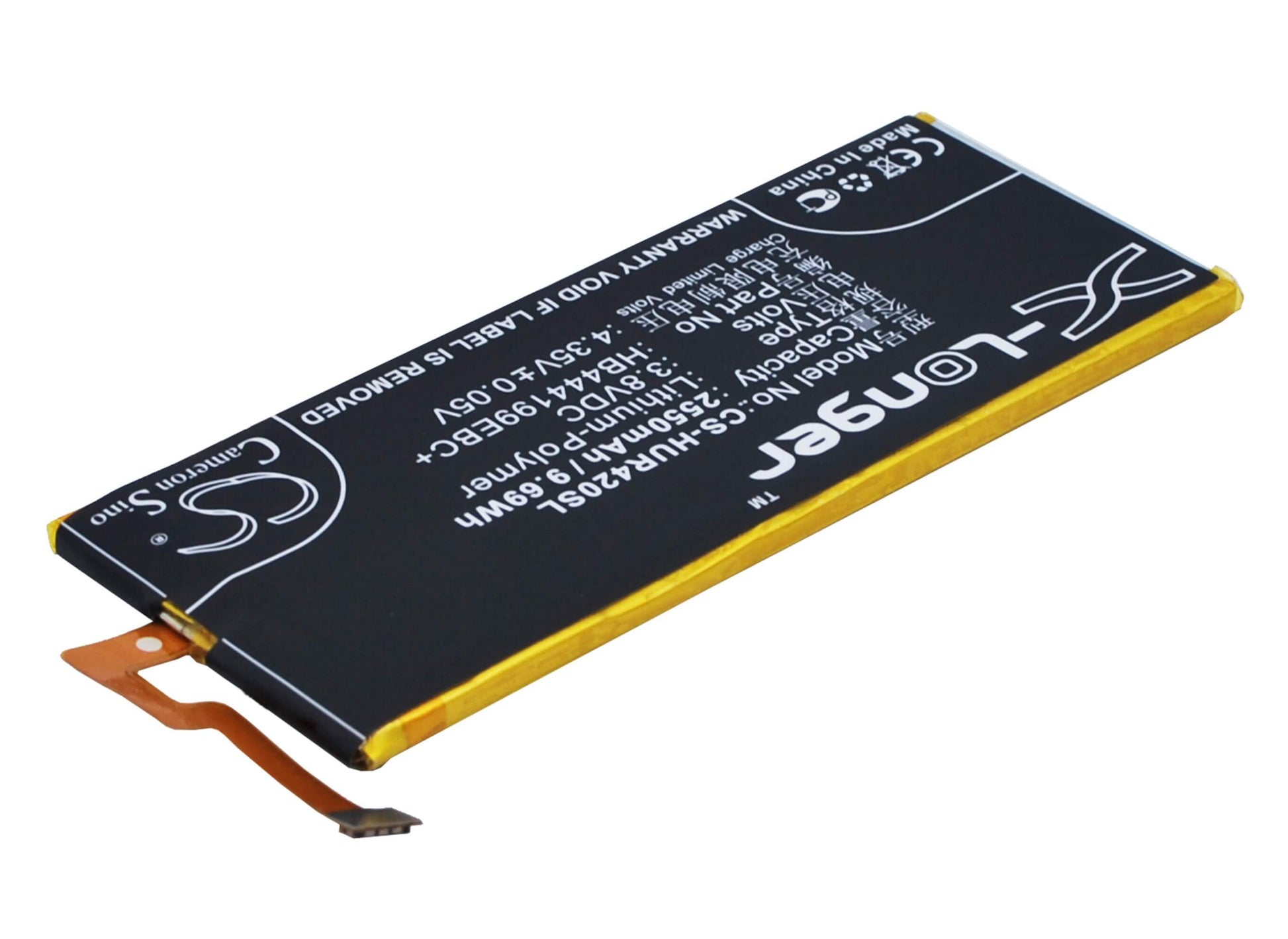 3.8V, 2550mAh, Li-Polymer Battery fits Huawei, C8818, Chc-u01, 9.69Wh