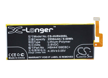 3.8V, 2550mAh, Li-Polymer Battery fits Huawei, C8818, Chc-u01, 9.69Wh