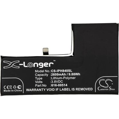 3.8V, 2600mAh, Li-Polymer Battery fits Apple, A1920, A2097, 9.88Wh