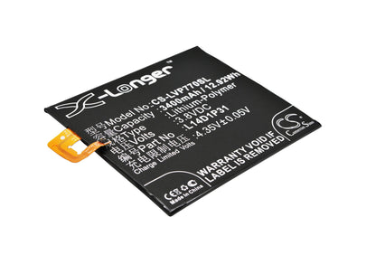 3.8V, 3400mAh, Li-Polymer Battery fits Lenovo, Pb1-770n, Pb1-770n Dual Sim Td-lte, 12.92Wh