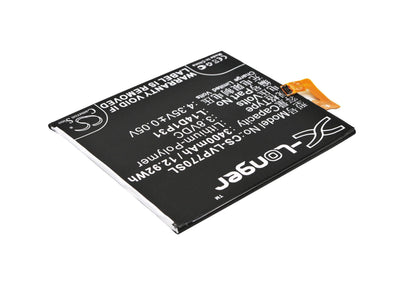 3.8V, 3400mAh, Li-Polymer Battery fits Lenovo, Pb1-770n, Pb1-770n Dual Sim Td-lte, 12.92Wh