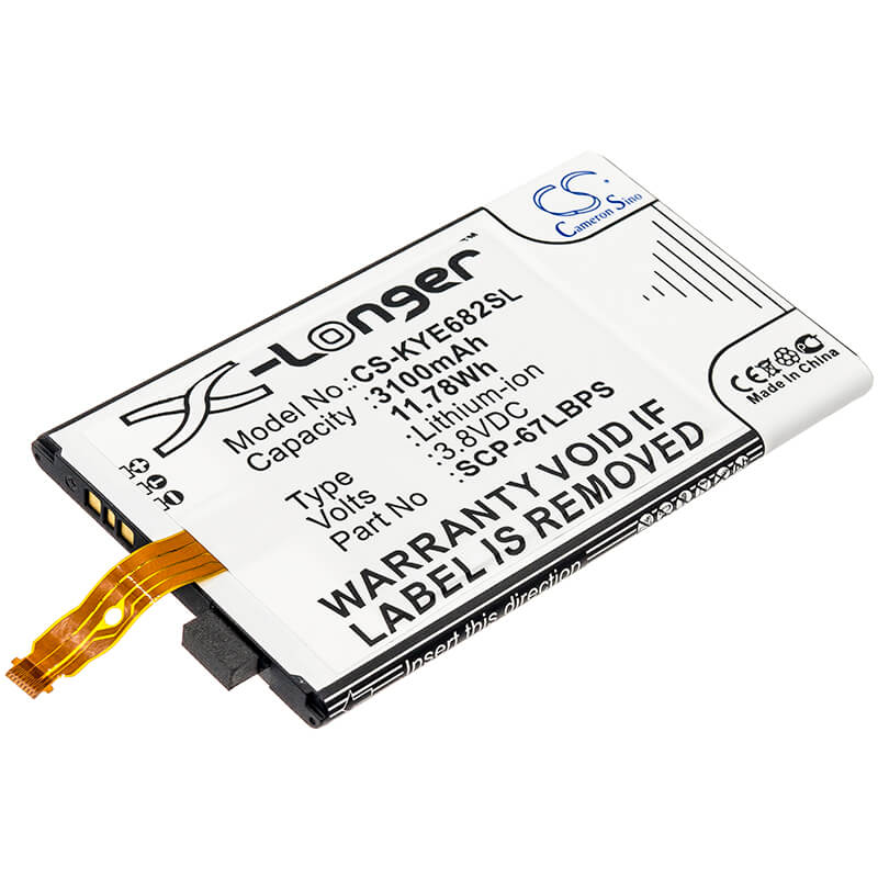 3.8V, 3100mAh, Li-ion Battery fits Kyocera, Duraforce Pro, E6810, 11.78Wh