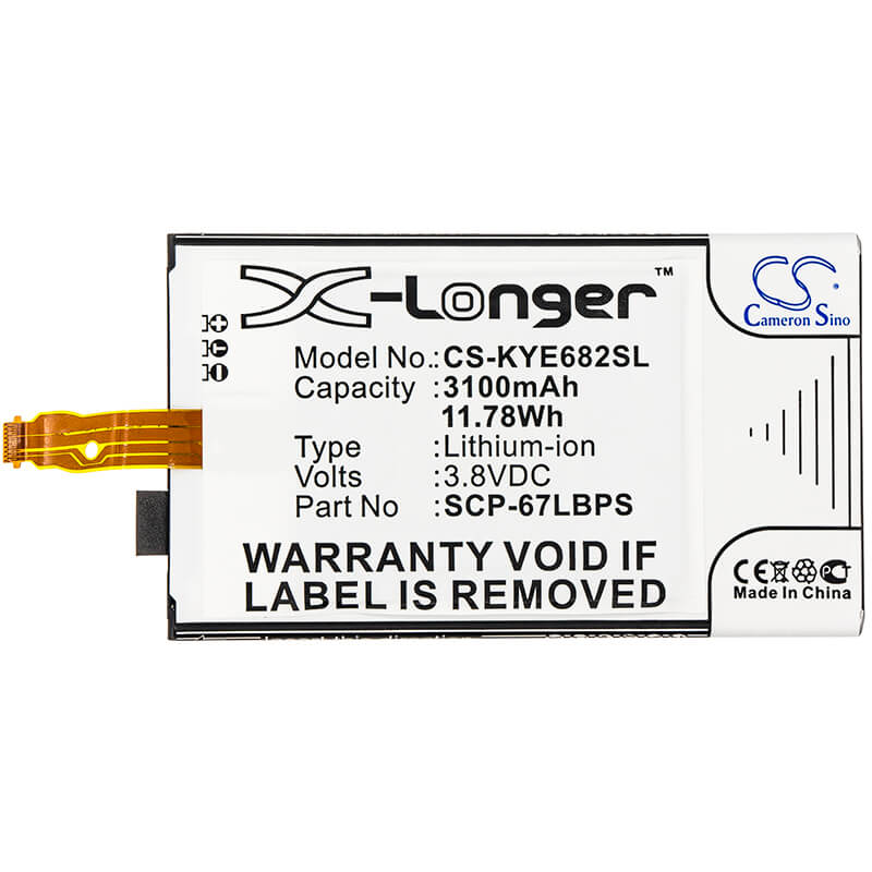 3.8V, 3100mAh, Li-ion Battery fits Kyocera, Duraforce Pro, E6810, 11.78Wh