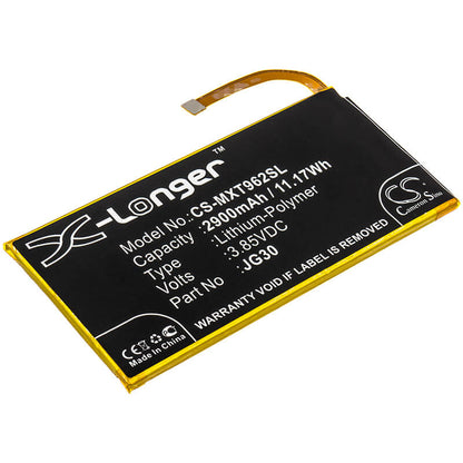 3.85V, 2900mAh, Li-Polymer Battery fits Motorola, Moto G7, Xt1962-1, 11.165Wh