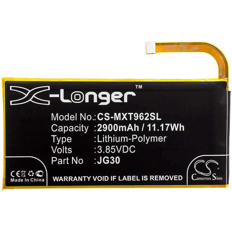 3.85V, 2900mAh, Li-Polymer Battery fits Motorola, Moto G7, Xt1962-1, 11.165Wh