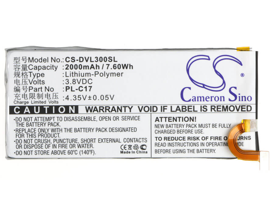 3.8V, 2000mAh, Li-Polymer Battery fits Doov, L3, L3c, 7.6Wh