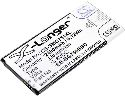 3.8V, 2400mAh, Li-ion Battery fits Samsung, Galaxy Mega 2, Galaxy Mega 2 Duos, 9.12Wh