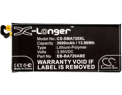 3.85V, 3600mAh, Li-Polymer Battery fits Samsung, Galaxy A7 2017, Galaxy A7 2017 Duos Td-lte, 13.86Wh