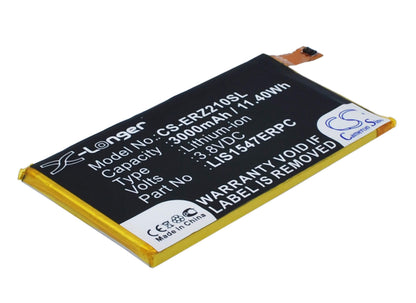 3.8V, 3000mAh, Li-Polymer Battery fits Sony Ericsson, Canopus, Canopus Anna, 11.4Wh