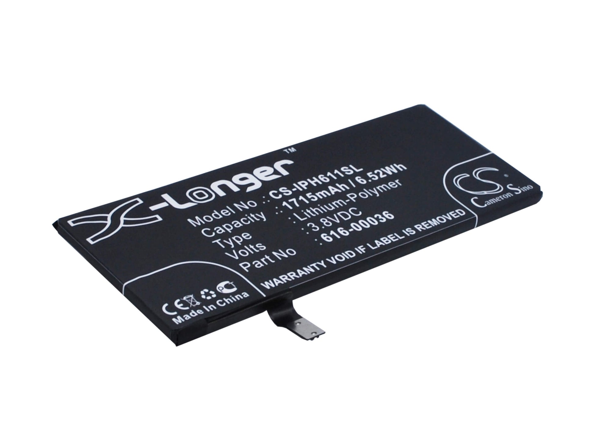 3.8V, 1715mAh, Li-Polymer Battery fits Apple, A1633, A1688, 6.517Wh