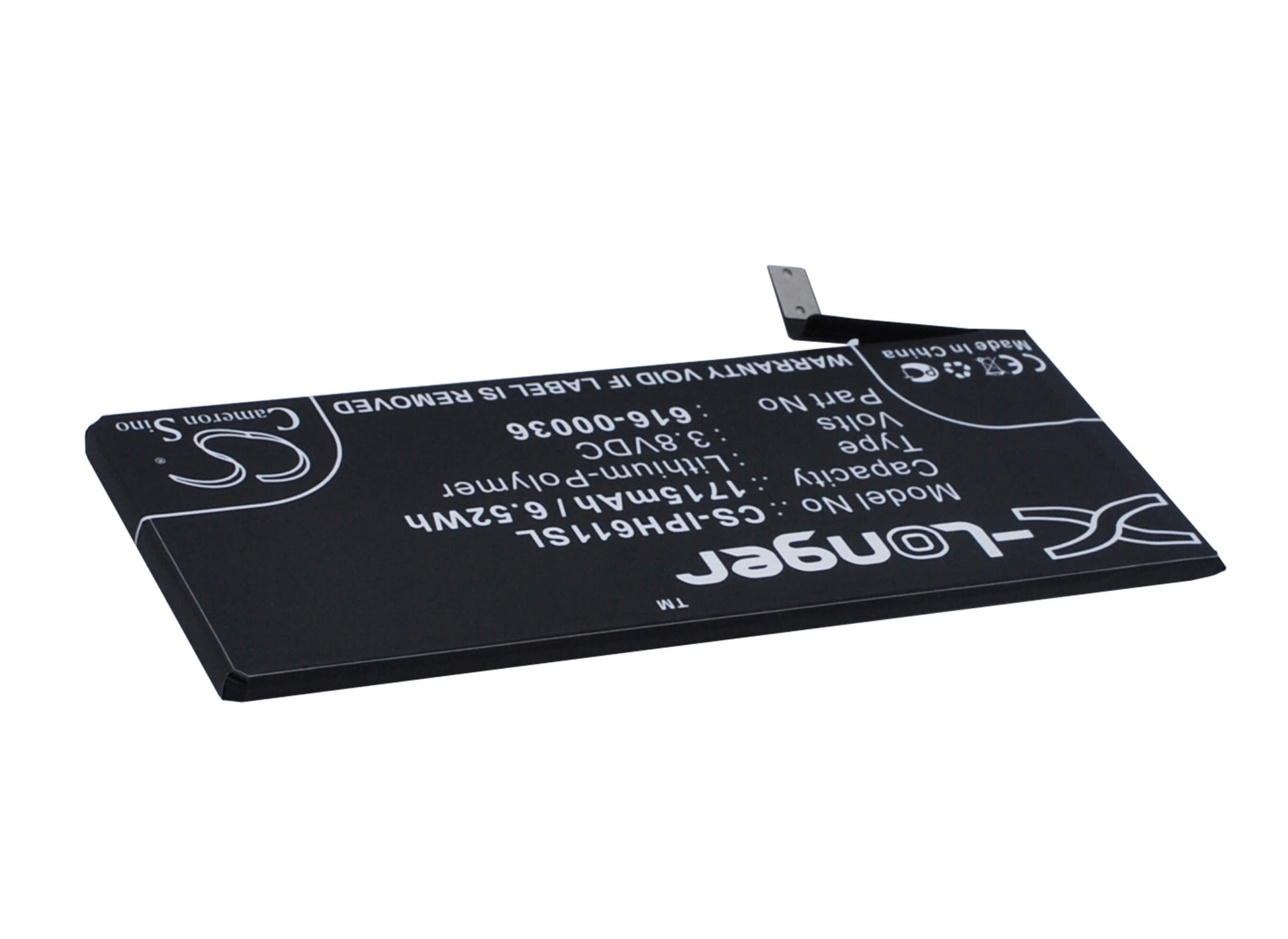 3.8V, 1715mAh, Li-Polymer Battery fits Apple, A1633, A1688, 6.517Wh