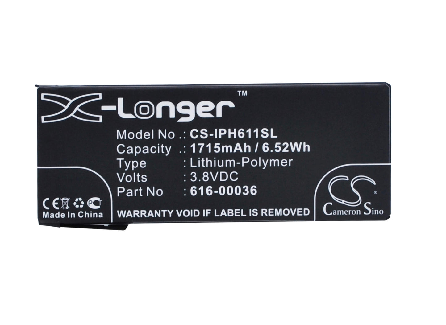 3.8V, 1715mAh, Li-Polymer Battery fits Apple, A1633, A1688, 6.517Wh