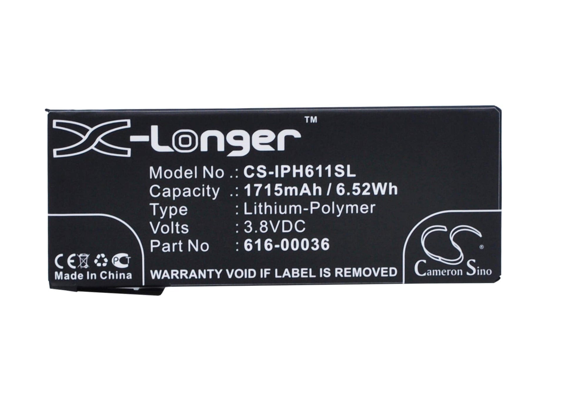 3.8V, 1715mAh, Li-Polymer Battery fits Apple, A1633, A1688, 6.517Wh
