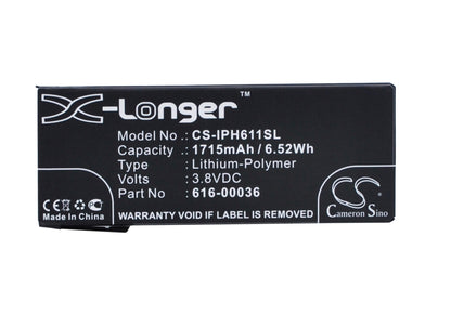 3.8V, 1715mAh, Li-Polymer Battery fits Apple, A1633, A1688, 6.517Wh