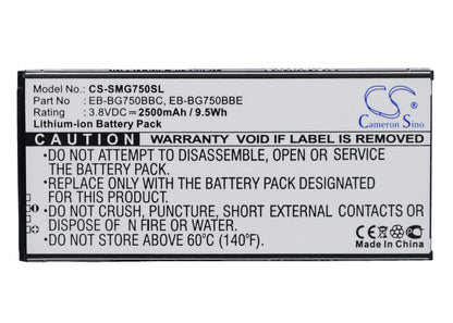 3.8V, 2500mAh, Li-ion Battery fits Samsung, Galaxy Mega 2, Galaxy Mega 2 Duos, 9.5Wh