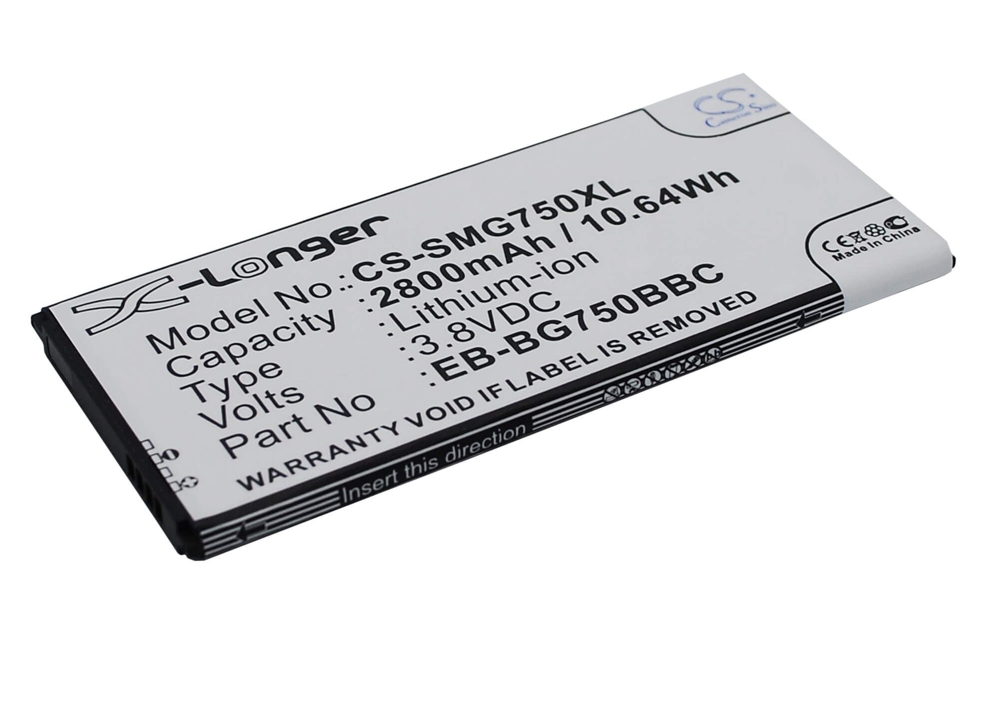 3.8V, 2800mAh, Li-ion Battery fits Samsung, Galaxy Mega 2, Galaxy Mega 2 Duos, 10.64Wh