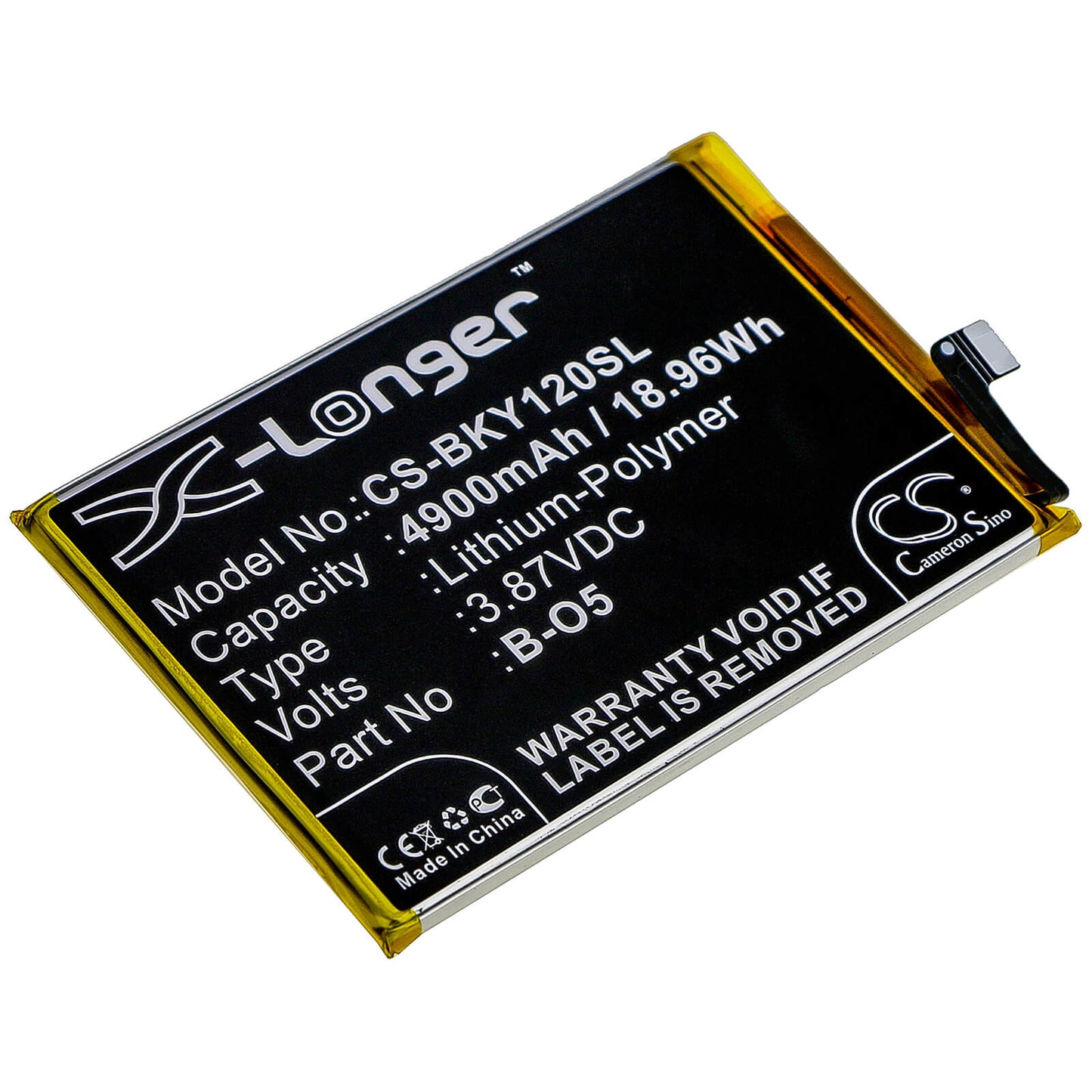 3.87V, 4900mAh, Li-Polymer Battery fits Vivo, Pd1901, Y12, 18.963Wh