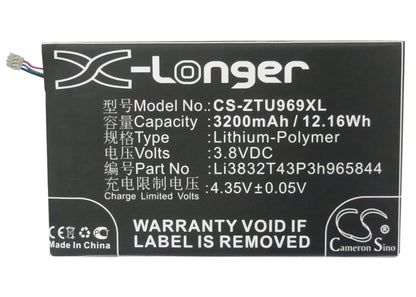 3.8V, 3200mAh, Li-Polymer Battery fits Boostmobile, Max, N9520, 12.16Wh
