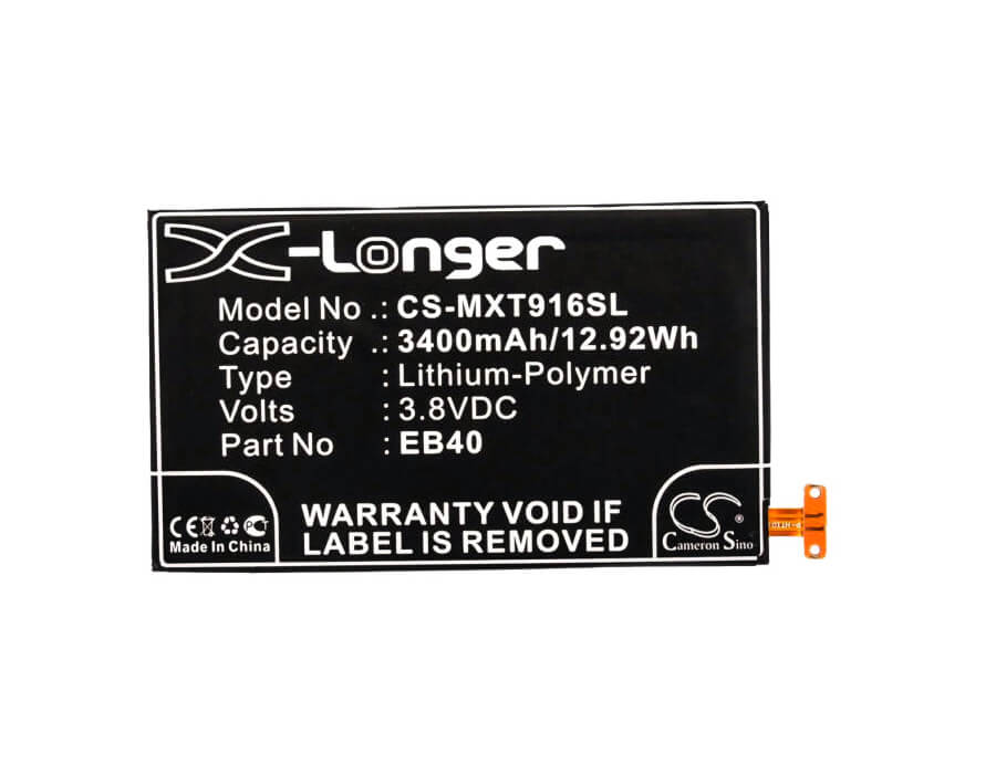 3.8V, 3400mAh, Li-Polymer Battery fits Motorola, Droid Razr Maxx, Xt912m, 12.92Wh