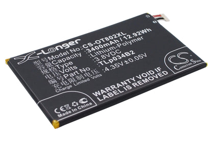 3.8V, 3400mAh, Li-Polymer Battery fits Tcl, N3y910t, Y910, 12.92Wh
