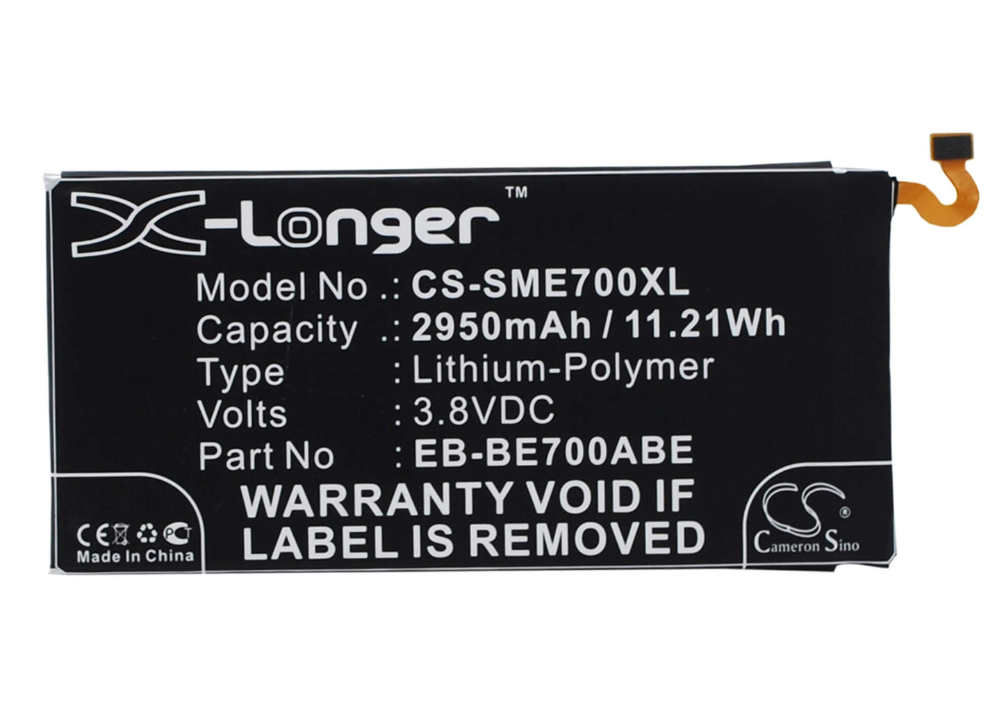 3.8V, 2950mAh, Li-Polymer Battery fits Samsung, Galaxy E7, Galaxy E7 Duo, 11.21Wh