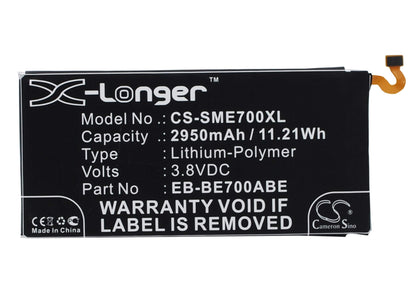 3.8V, 2950mAh, Li-Polymer Battery fits Samsung, Galaxy E7, Galaxy E7 Duo, 11.21Wh