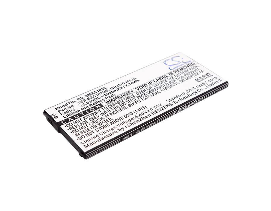 3.85V, 2000mAh, Li-ion Battery fits Samsung, Galaxy A5 2016 Duos, Sm-a5100, 7.7Wh