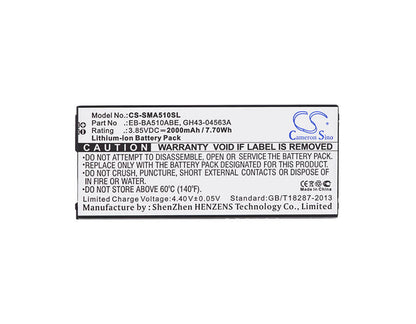 3.85V, 2000mAh, Li-ion Battery fits Samsung, Galaxy A5 2016 Duos, Sm-a5100, 7.7Wh